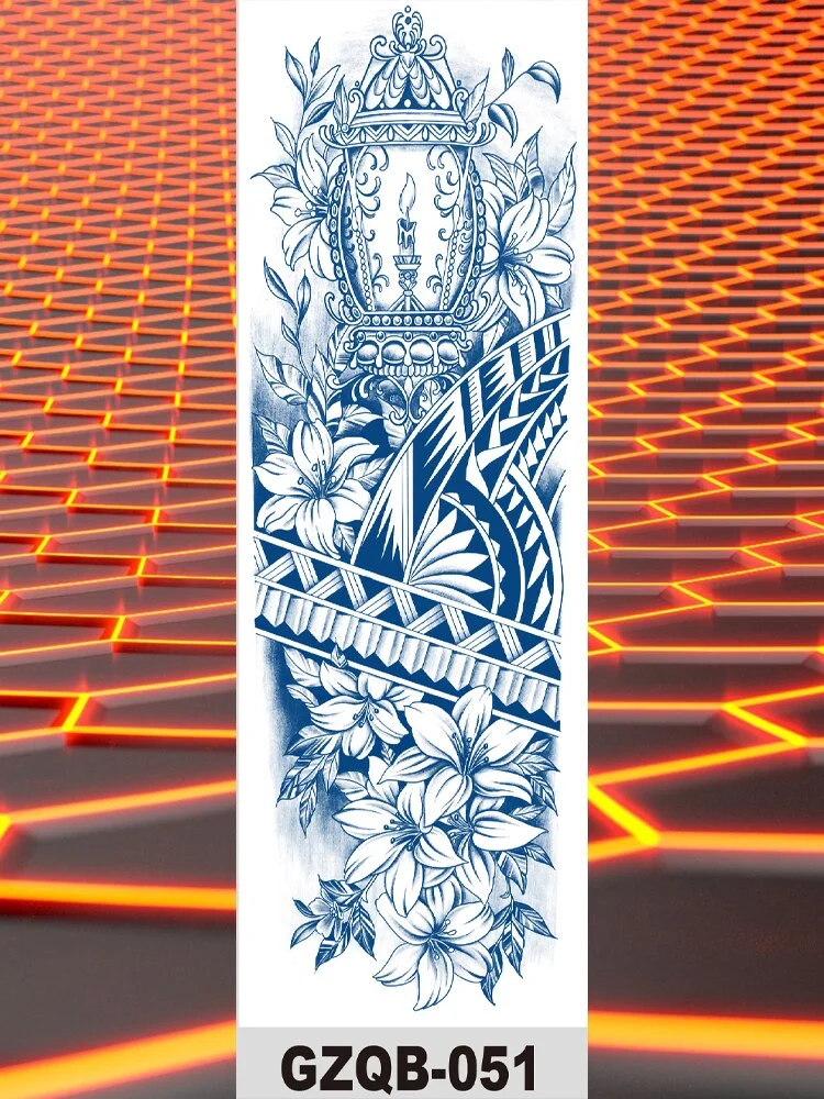 Temporary Flower Full Arm Waterproof Tattoo Stickers Banshee Warrior Crane Angel Lotus Juice Ink Men Women Girl Leg Fake Tatoo