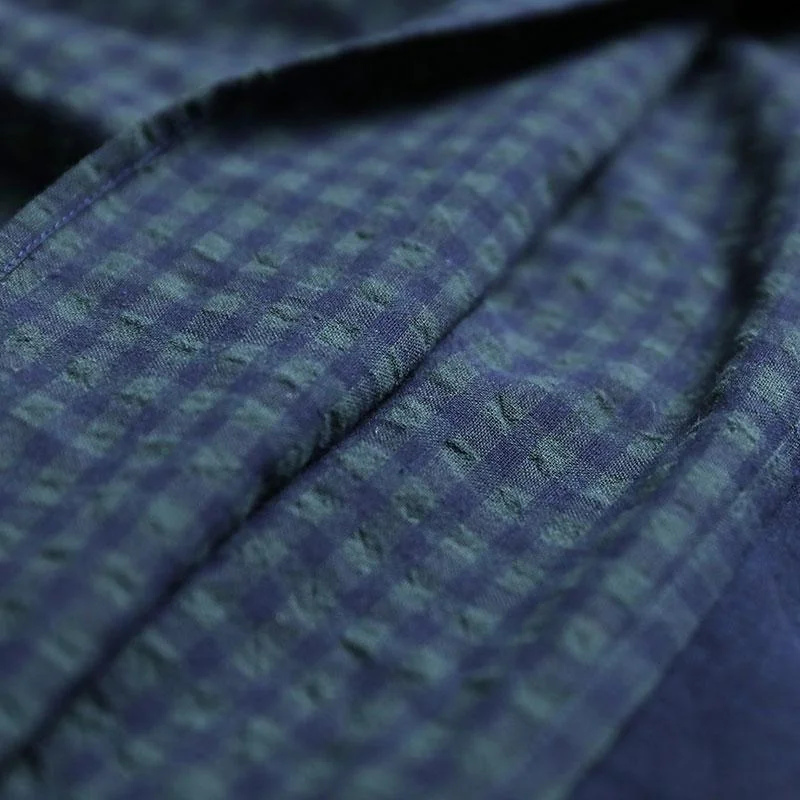 vintage cotton blended tops oversized casual women polo Collar Long sleeve green plaid shirt