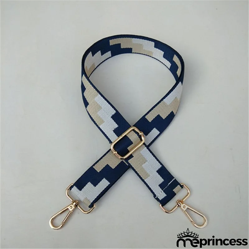 Women Fashion Color Block Adjustable Decompression Replacement Long Strap Bag Accessories