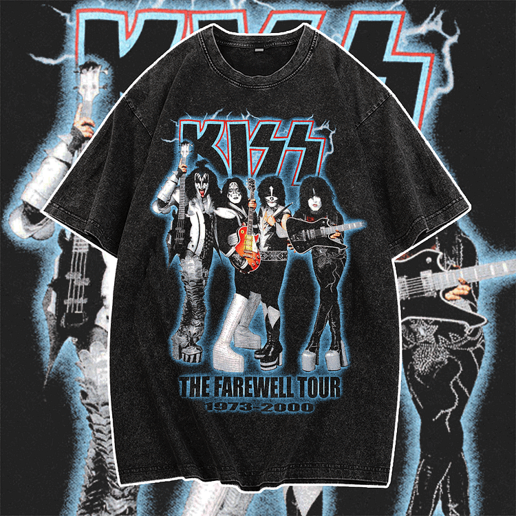 Davidhawaii100% Cotton Casual Retro Trend Street Rock Band Double Face T-Shirt - 100% Cotton