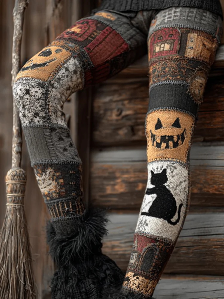 Halloween Women's Atmosphere Patchwork Vintage Pants