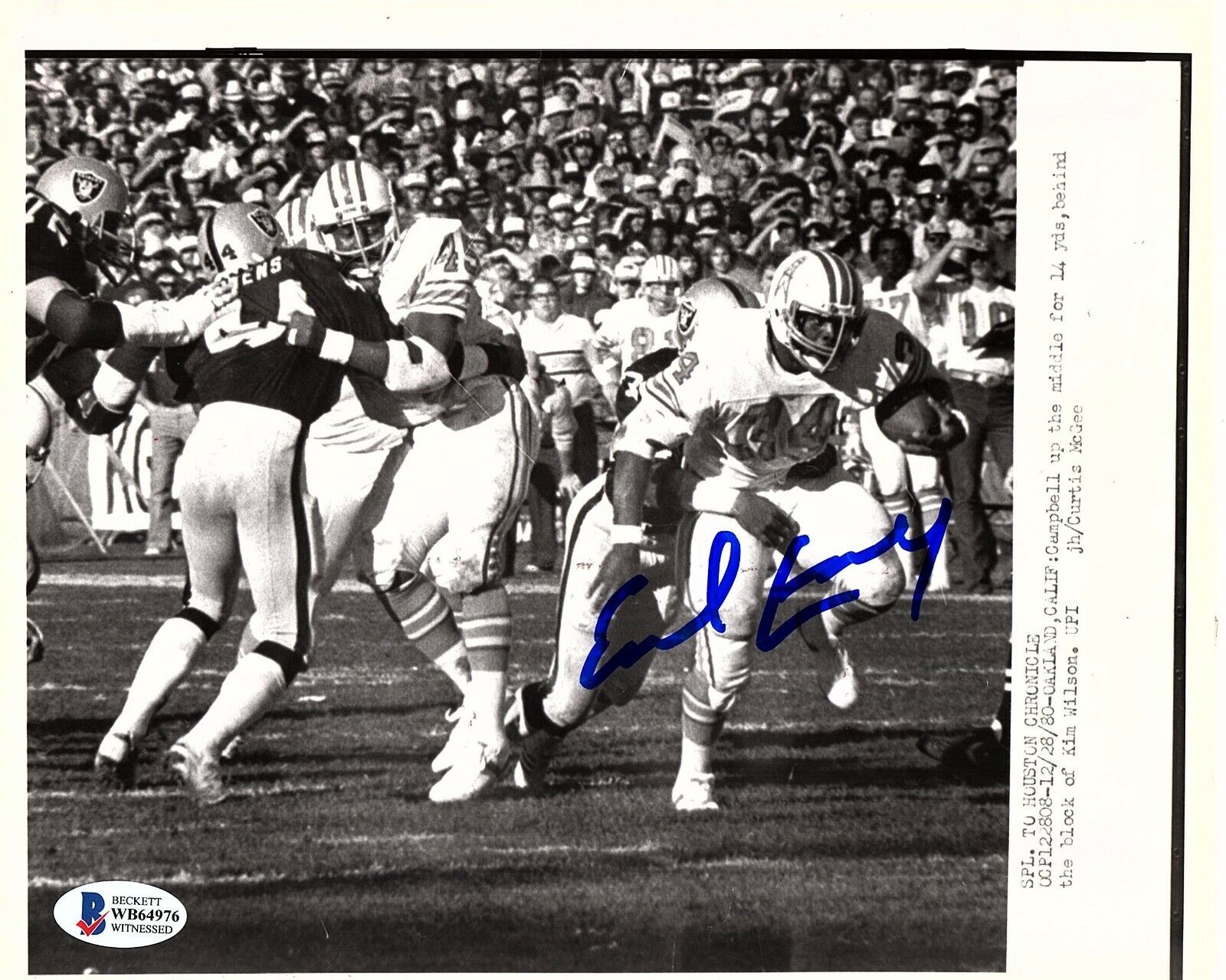 EARL CAMPBELL Signed Autographed Photo Poster painting HOUSTON OILERS