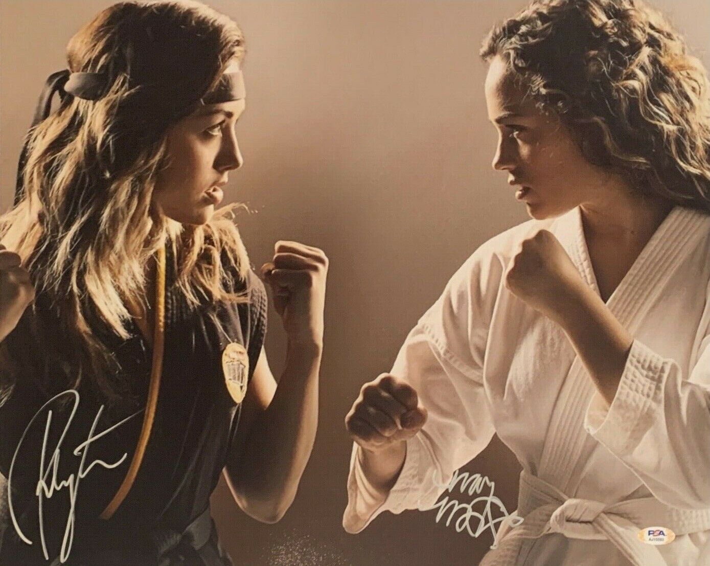 Mary Mouser & Peyton List Signed 16x20 Photo Poster painting Cobra Kai PSA AJI5593