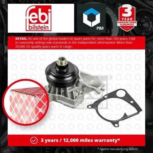 Water Pump fits BMW 330D E46 3.0D 03 to 05 Coolant 11510393730 11517785015 Febi Parts