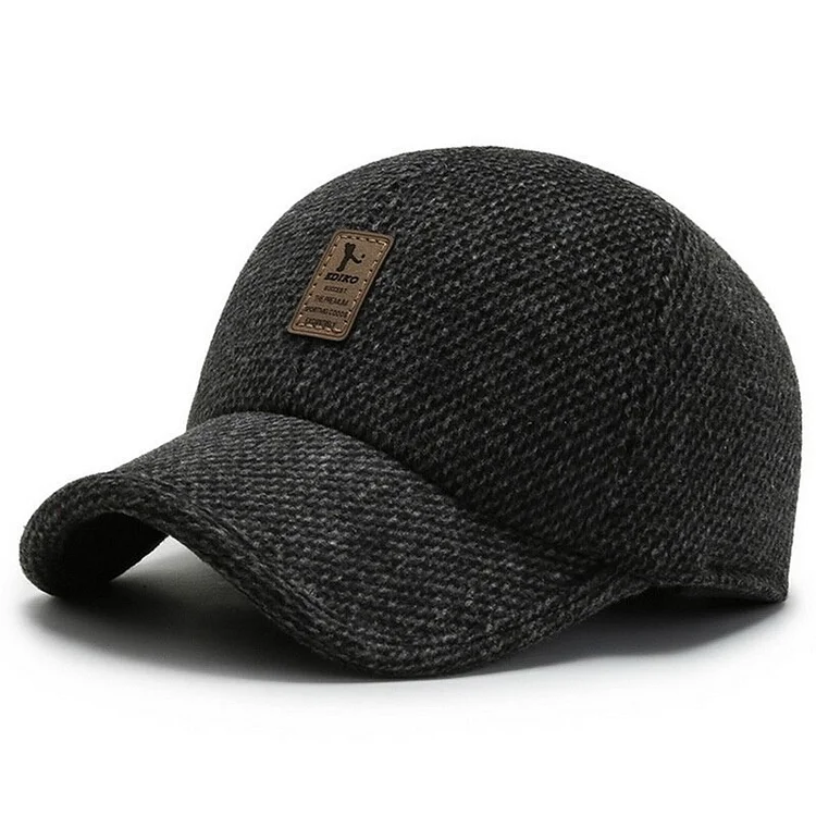 Baseball Cap Adjustable Woolen Knitted Winter Ear Cover Baseball Cap Men Thicken Warm Hats With Earflaps Sport Hats Snapback