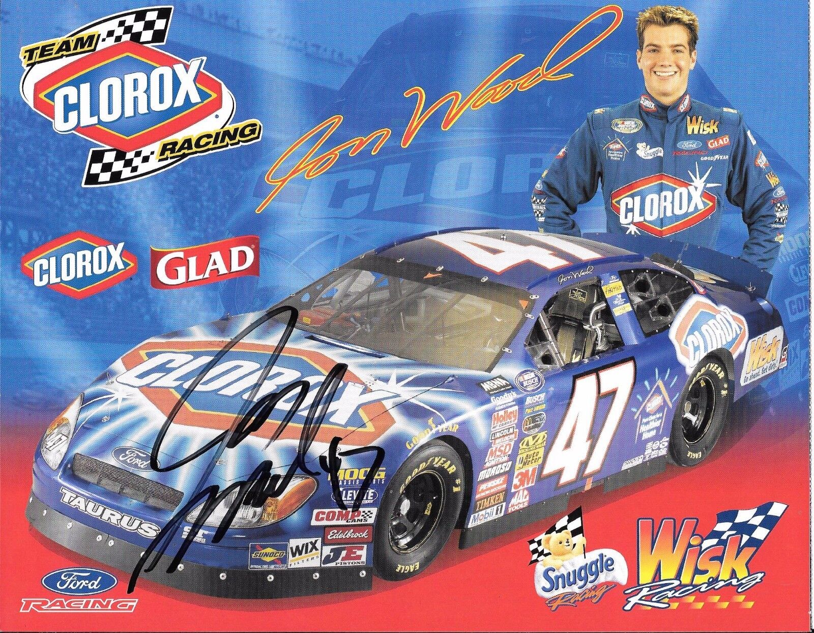 JON WOOD NASCAR DRIVER RARE TEAM CLOROX SIGNED Photo Poster painting