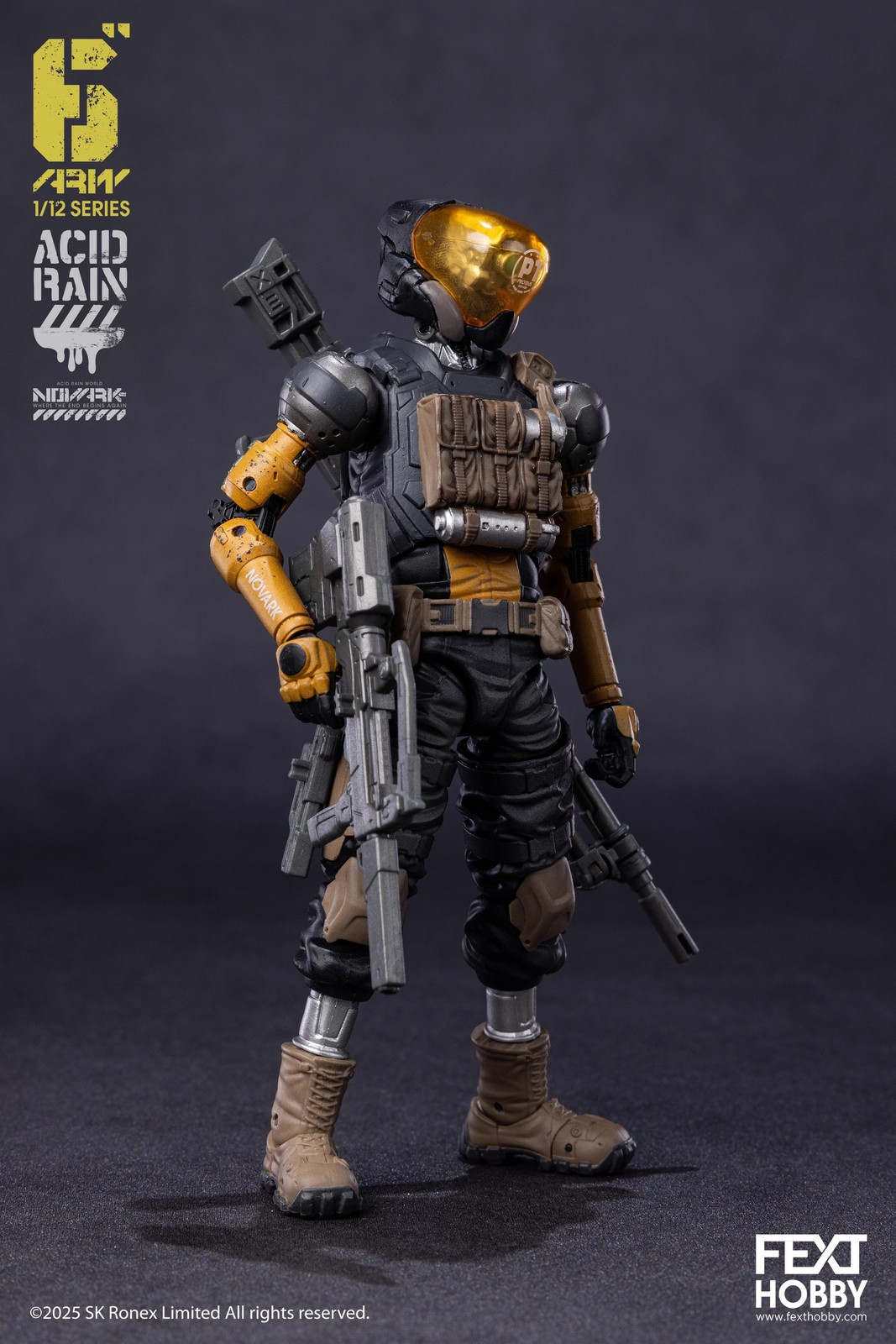 ACID RAIN WORLD AR-004 PROTEUS NOVARK Soldier Model Action Figure Gift 6in/15cm 1:12 Scale Robot Warrior ABS PVC Material 6 Interchangeable Masks Multiple Weapons Set Post-Apocalyptic Design Premium Collectible For Sci-Fi Fans