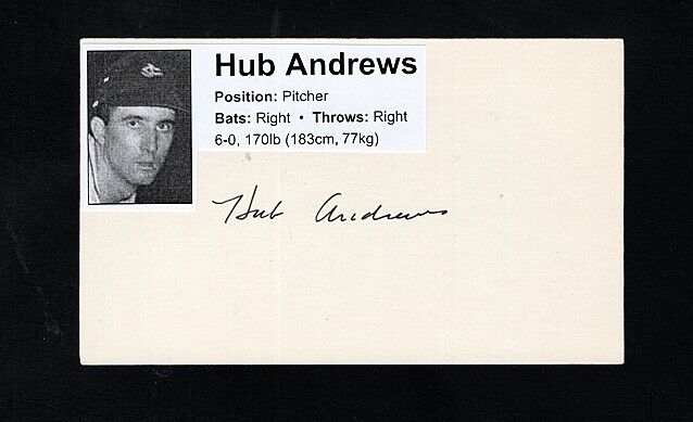 1947 HUB ANDREWS-NY GIANTS ROOKIE AUTOGRAPHED 3X5 CARD W/Photo Poster painting-(d.2012)