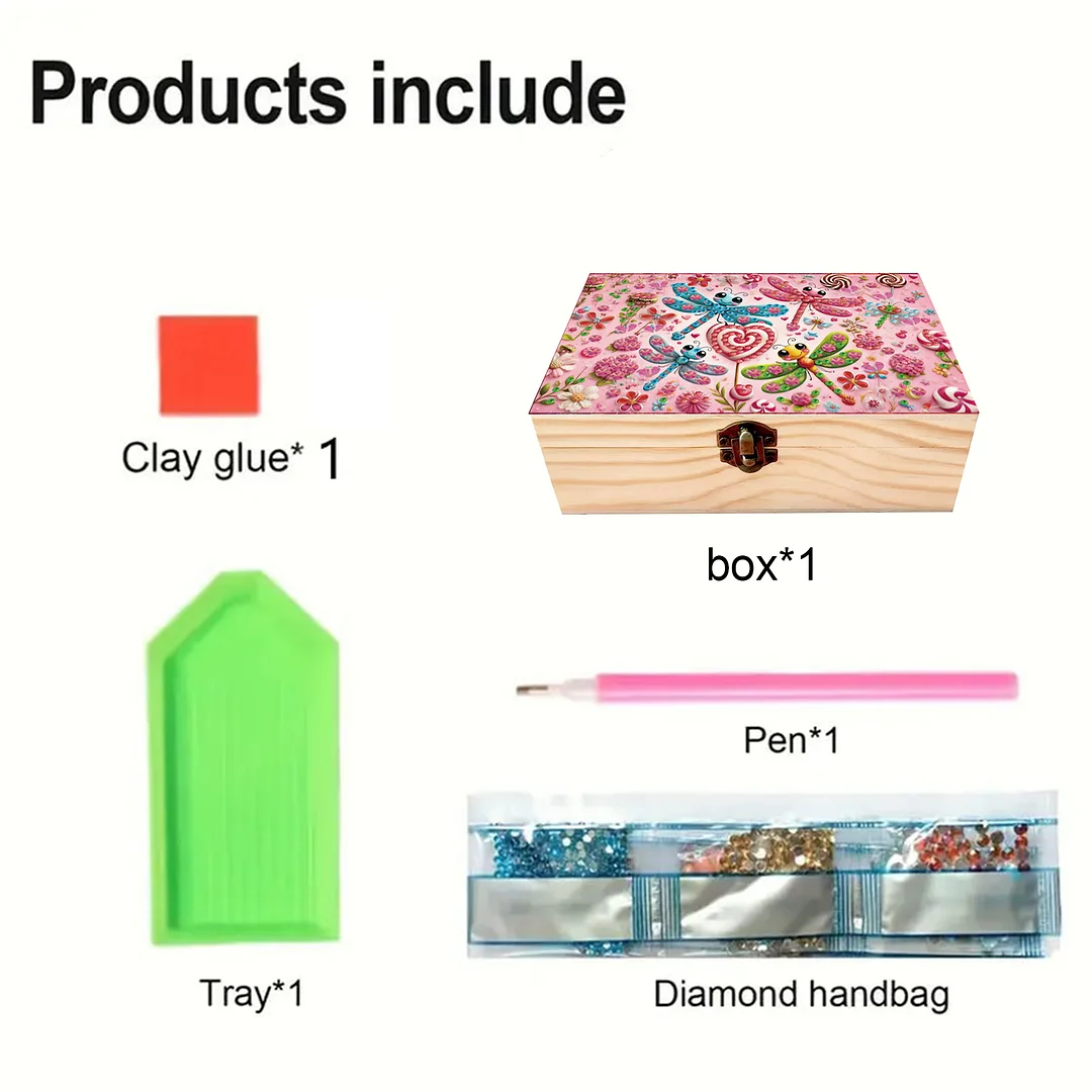1Pc DIY Diamond Painting Wooden Storage Box Jewelry Box Kits (MZH033)