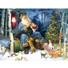 Santa And Puppies  | Full Round Diamond Painting Kits