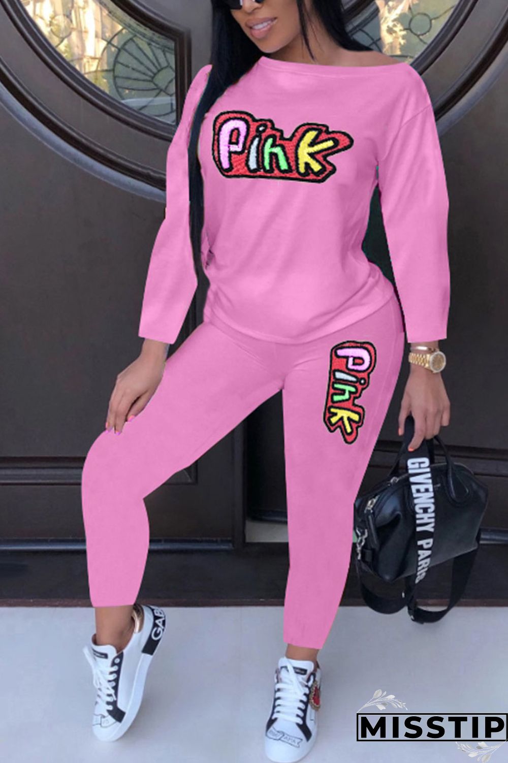 Khaki Casual Patchwork Embroidered O Neck Long Sleeve Two Pieces