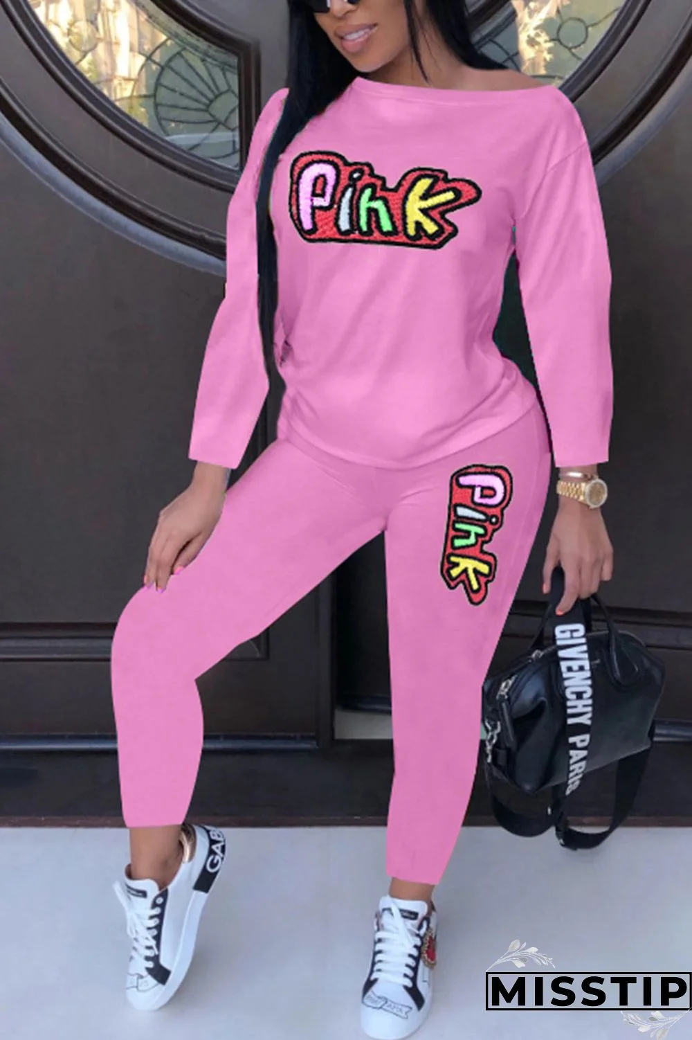 Khaki Casual Patchwork Embroidered O Neck Long Sleeve Two Pieces