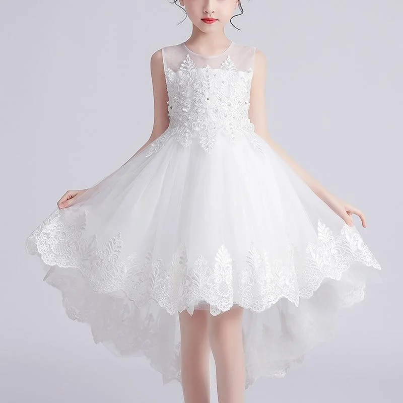 Kids Dress For 4-12 Girls Costumes Wedding Party Tailing Evening Elegant Princess Sleeveless Children’s Dresses 1293