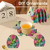 Pink Rabbit 5D DIY Tiermuster Diamantmaler-Untersetzer mit Halter