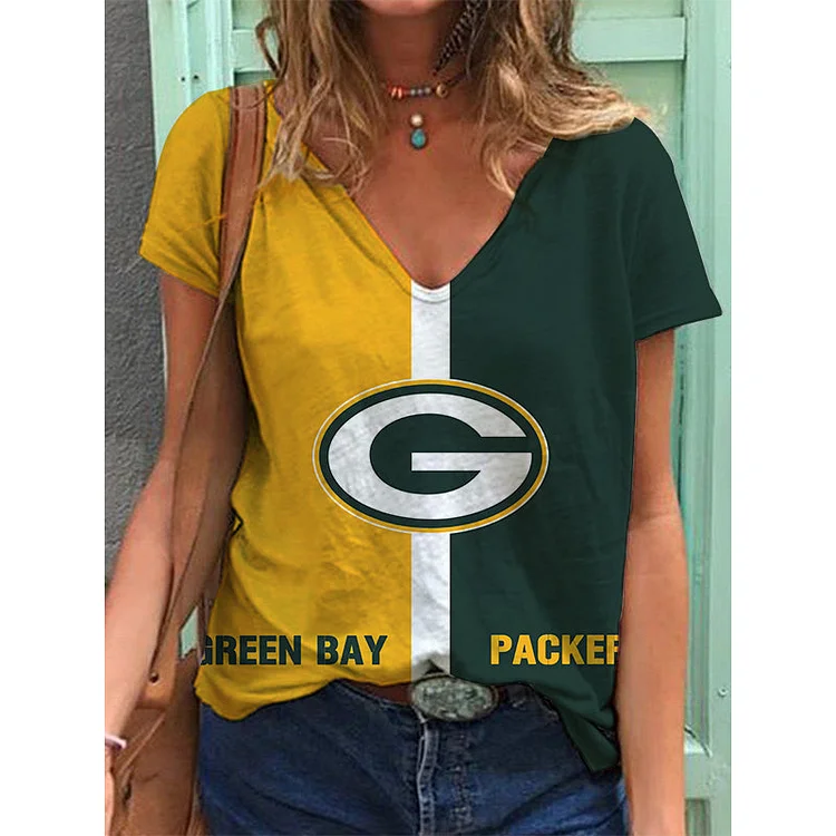 Green Bay Packers Lightweight Short Sleeve V-Neck T-Shirt