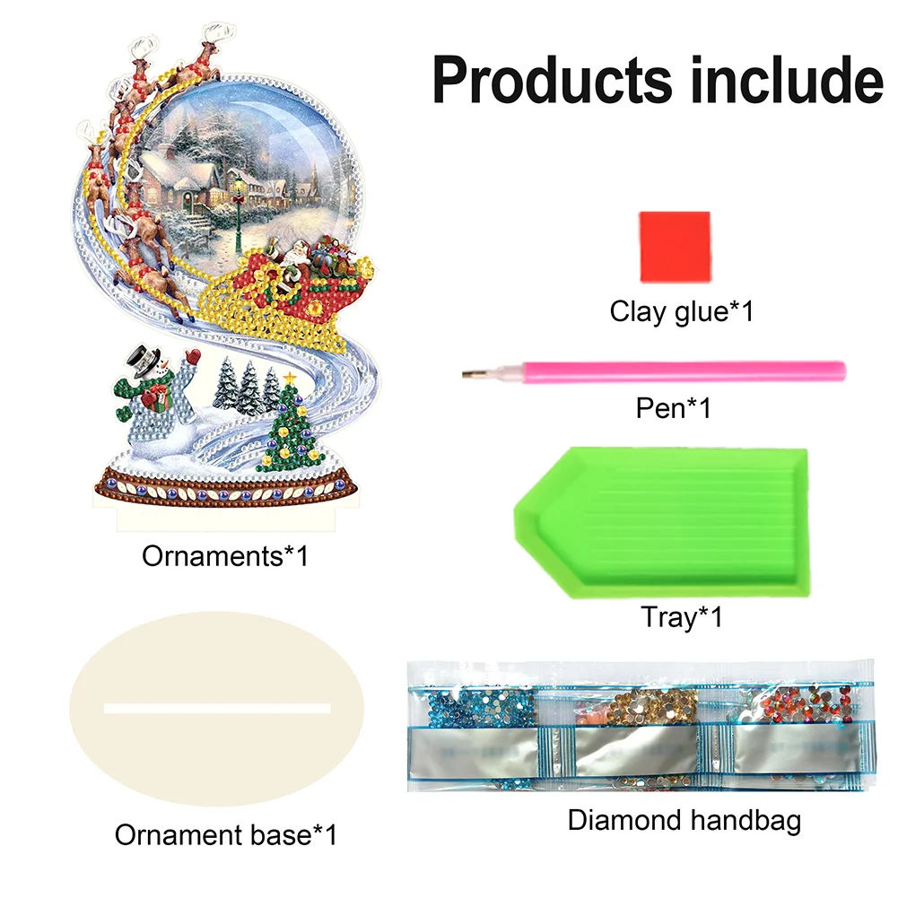 DIY Crystal Ball Single Side Diamond Painting Wooden Crystal Painting Desktop Kit for Home Office Desktop Decor