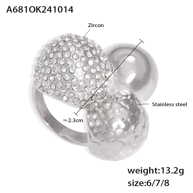 Elegant Luxurious Vacation Geometric Imitation Diamond Titanium Steel Zircon 18K Gold Plated Rings