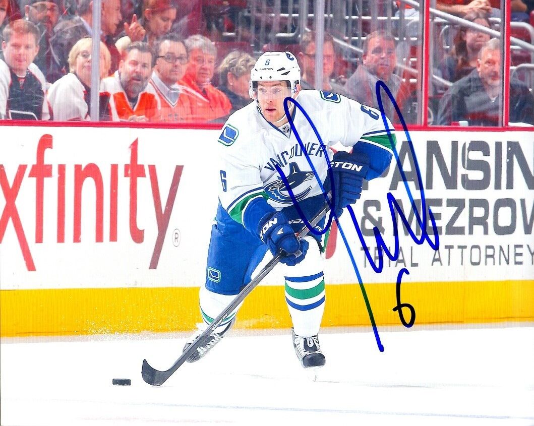 Signed 8x10 YANNICK WEBER Vancouver Canucks Photo Poster painting - COA