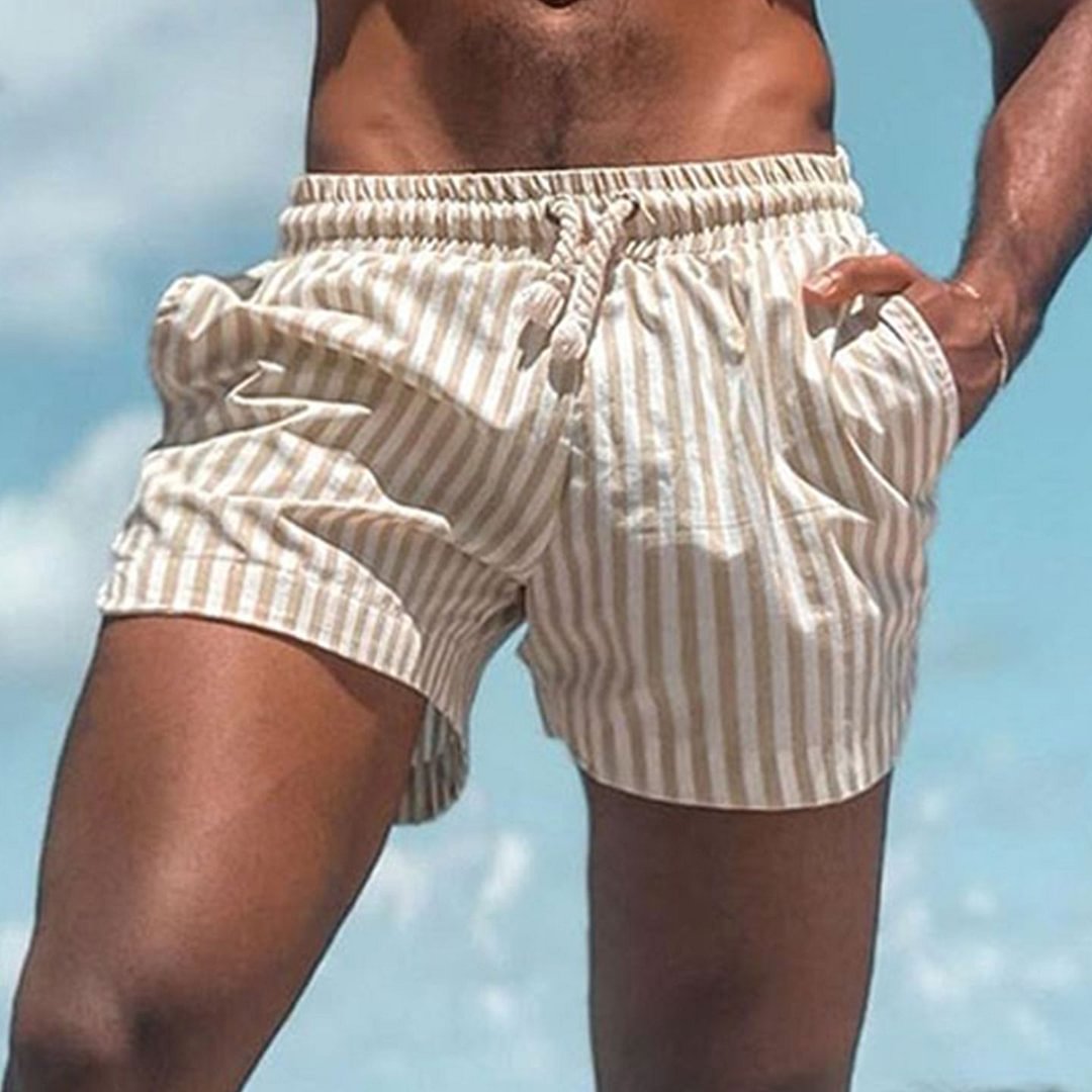 Men's Classic Striped Casual Beach Shorts、、URBENIE
