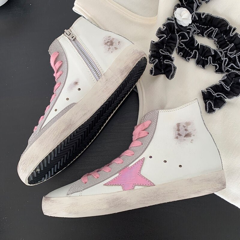 Korean Made Old Star Small Dirty Shoes Women's And Men's Leather Thick Sole Inner Height 2020 New Korean Versatile Small White S
