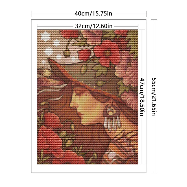 11CT 3 Strands Threads Printed Cross Stitch Kit - Witches - 40*60cm