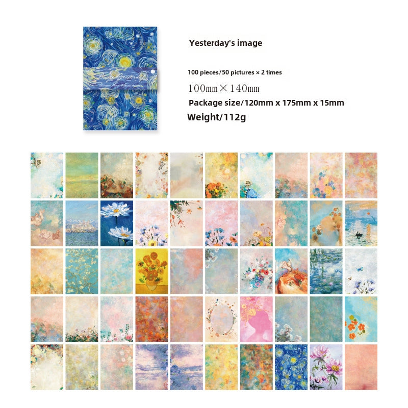 Vintage Material Paper Book Life Morning Evening Series Paste Diary Diy Decoration Base Material 100 Sheets In