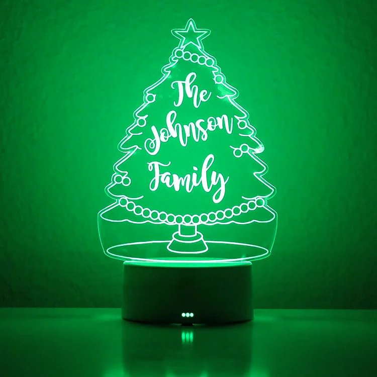 Personalized Christmas Tree Night Light Custom LED Lamp Home Decor