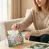 (24cm)Diamond Art Tissue Box DIY PU Napkin Cover for Home(Butterflies and flowers)