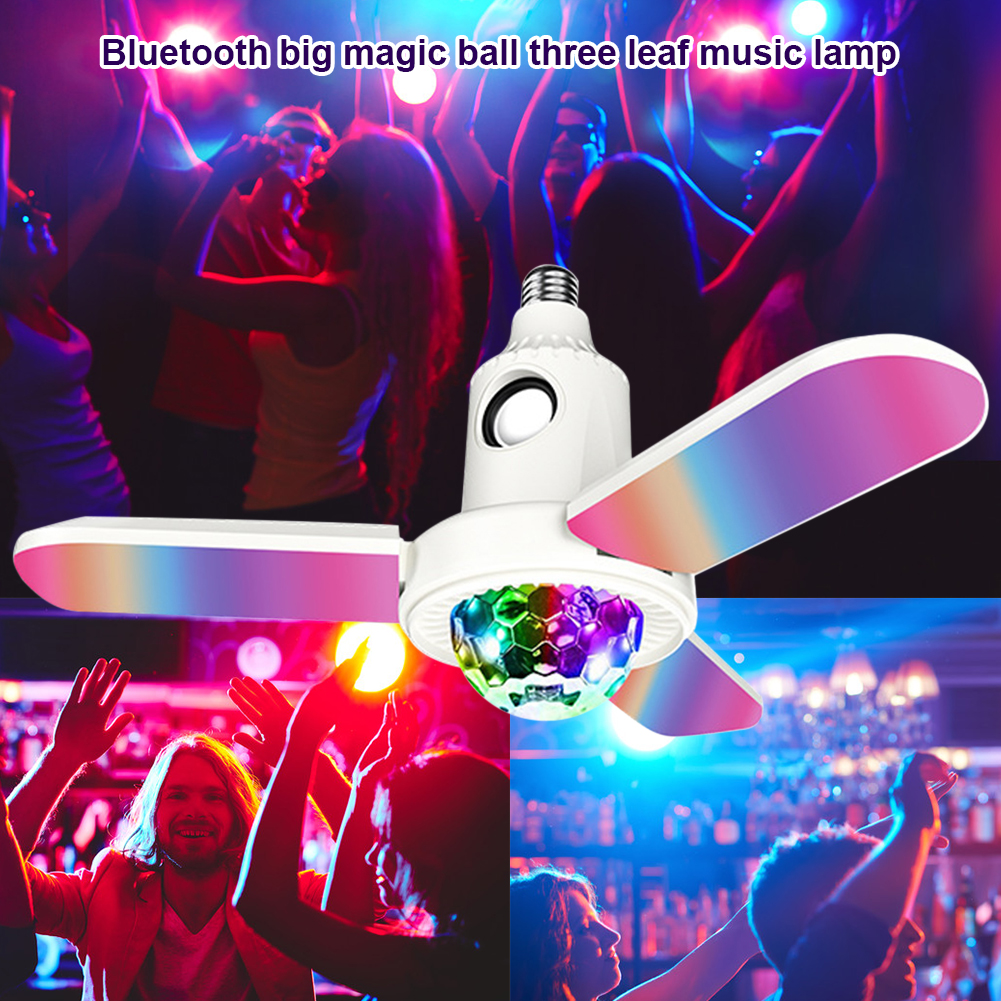 

40W LED Bluetooth Music RGB Colorful Light E27 3-Leaf Foldable Ceiling Lamp, 501 Original