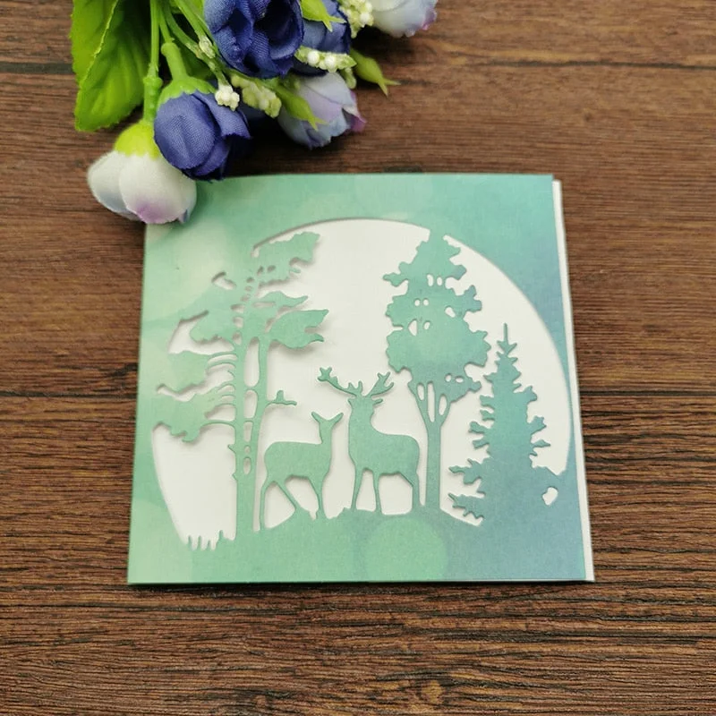 Christmas Tree Deer Metal Cutting Dies Stitched DIY Scrapbooking Stamps Craft Embossing Making Stencil Template Xmas Decoraions