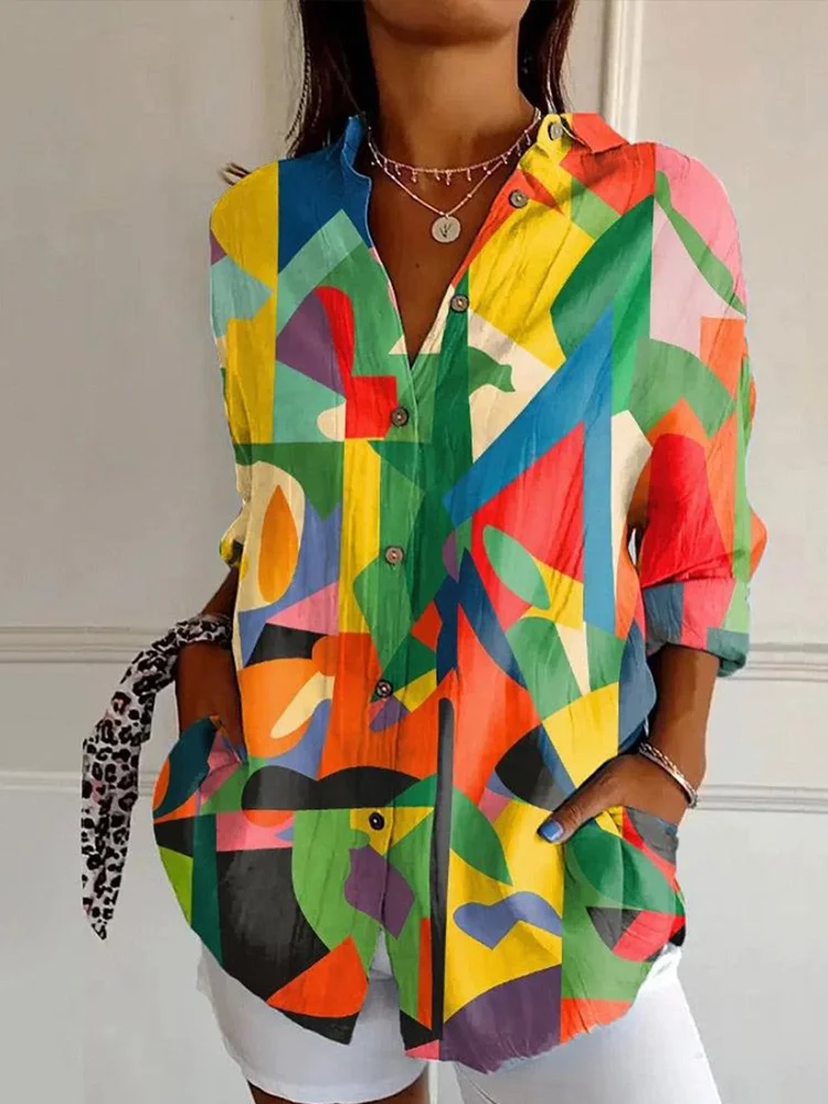 Colorful Geometric Abstract Art Women's Shirt