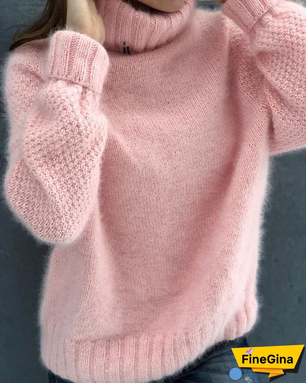 Cozy Plain High Neck Sweater