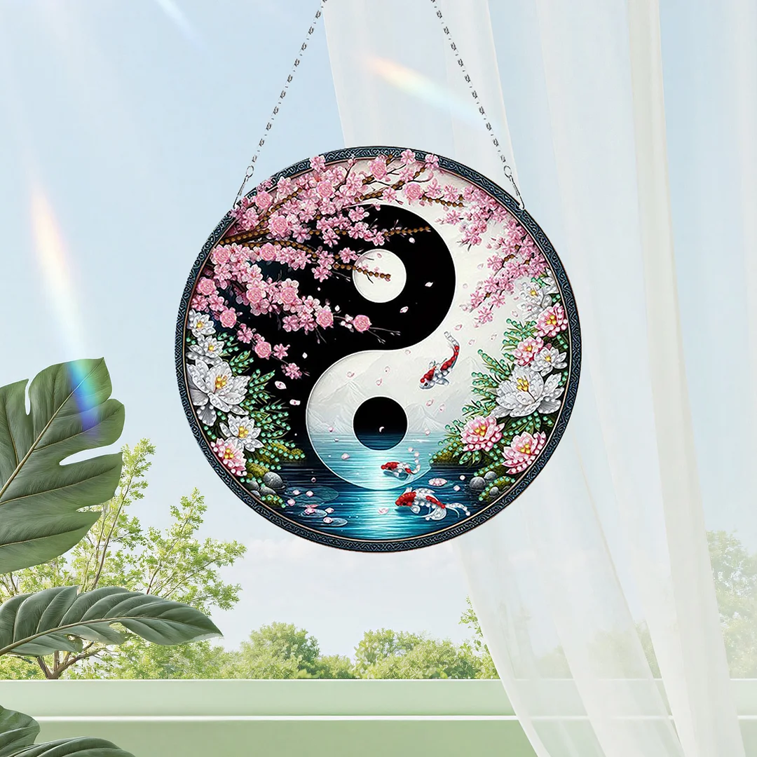 Fish Yin Yang 2D Flat DIY Diamond Painting Set Diamond Art Pendant Home Decor