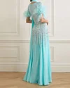 Tess Feather Trimmed Embellished Silk Chiffon Gown