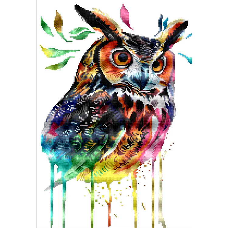 Joy Sunday Colorful Owl 14CT Stamped Cross Stitch 33*47CM