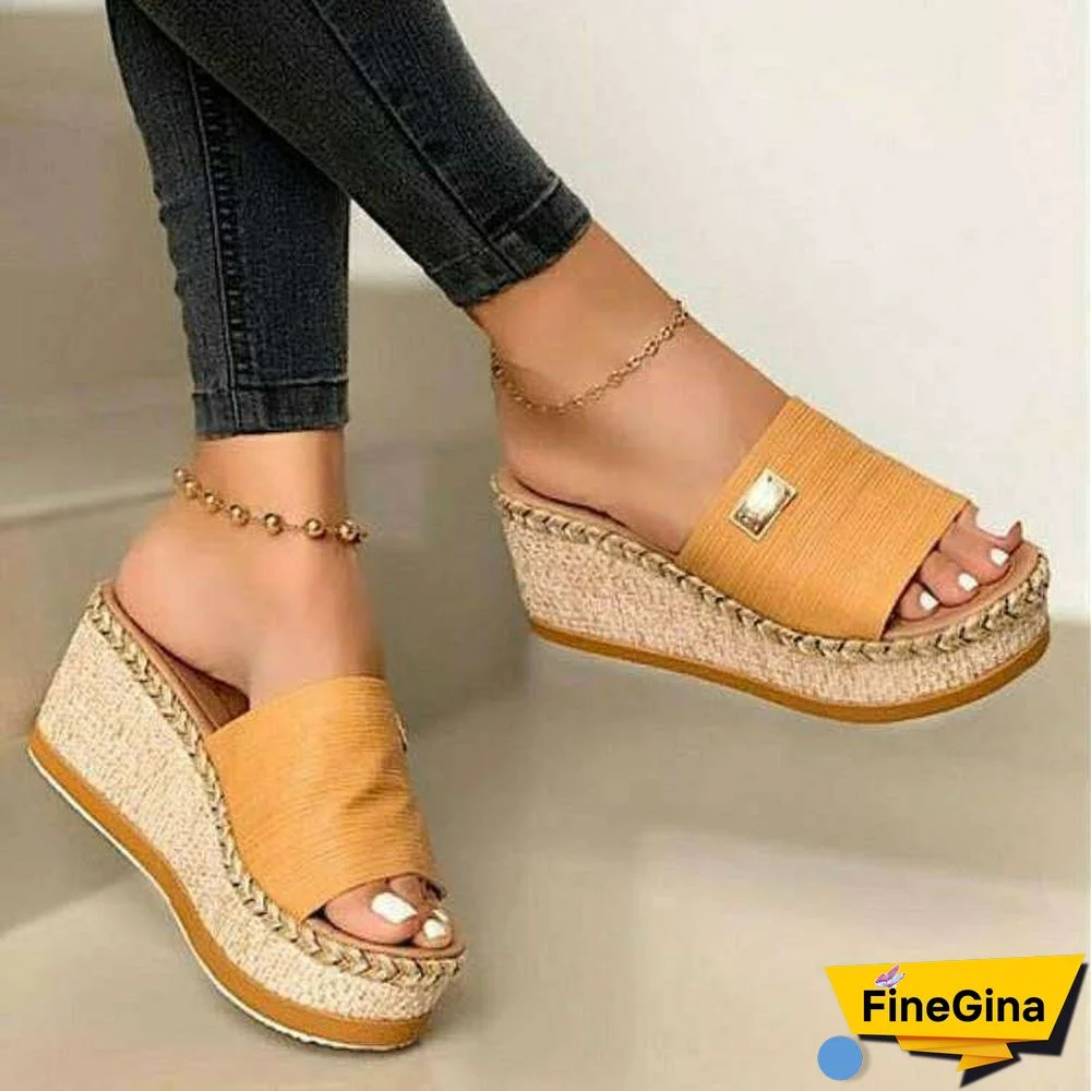 Summer Wedges Slippers Platform High Heels Women Slipper Ladies Outside Shoes Basic Clog Wedge Slipper Flip Flop Sandals