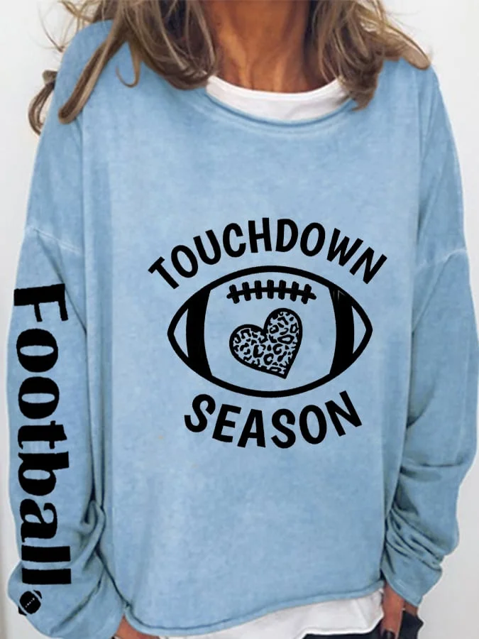 Women's  Touchdown Season Football Print Long Sleeve Sweatshirt socialshop