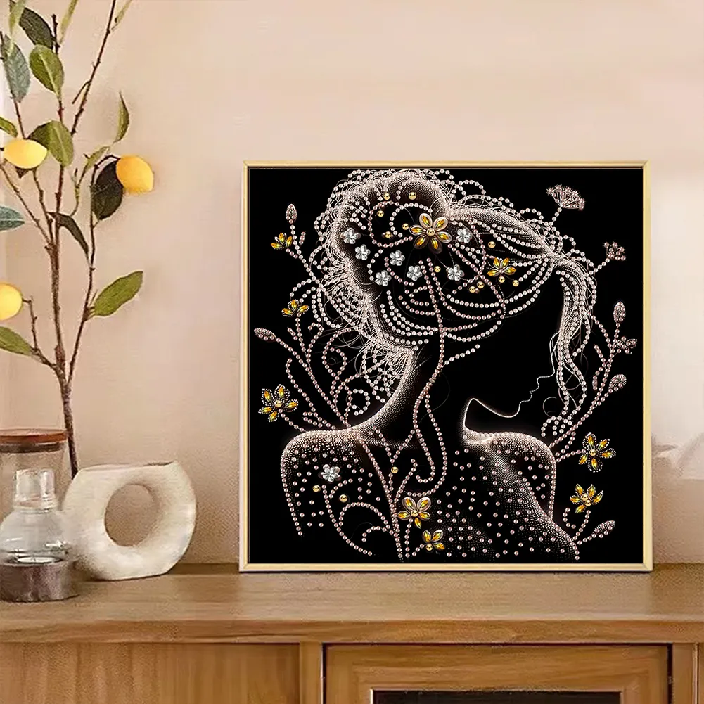 Diamond Painting - Partial Special Shaped Drill - Silhouette Woman(Canvas|30*30cm)