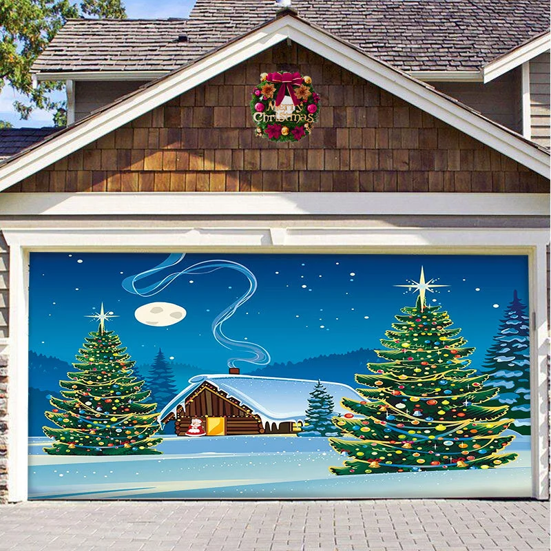 Double Christmas Tree garage door banner ornament