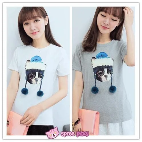White/Grey Lovely Doggy T-shirt SP151876