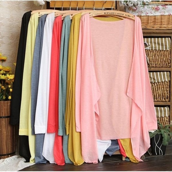 Summer Cardigan Women Candy Color Knitted Blouse Female Long Sleeve Sun Protection Clothing Fashion Tops - BlackFridayBuys