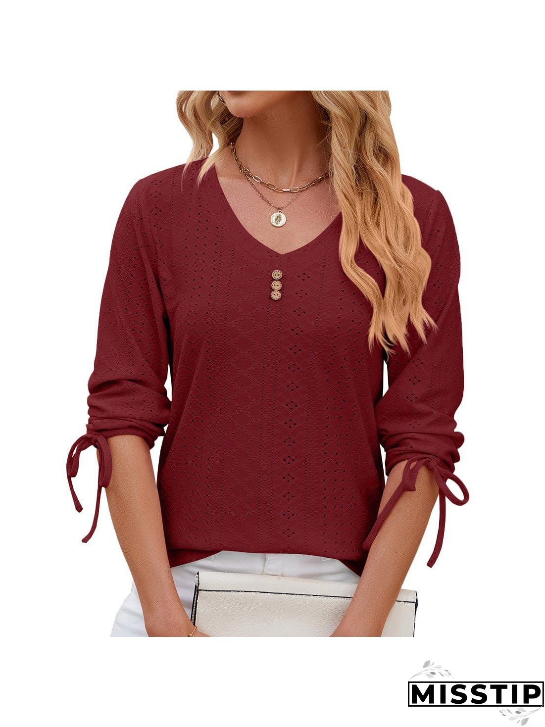 Short Sleeve Mock Neck T-Shirt with Side Slits