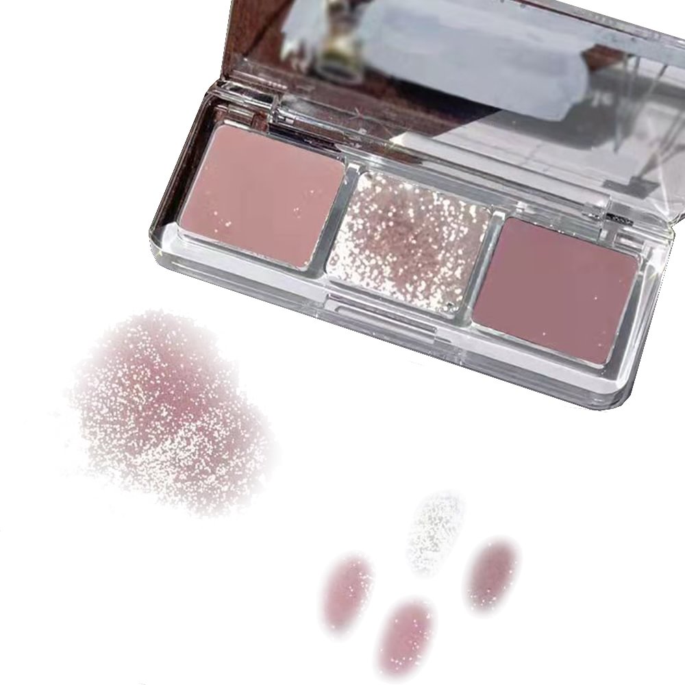 Shecustoms™ Matte Shimmer Glitter Pearl 3 Color Eye Shadow Plattet, Waterproof, Long Lasting