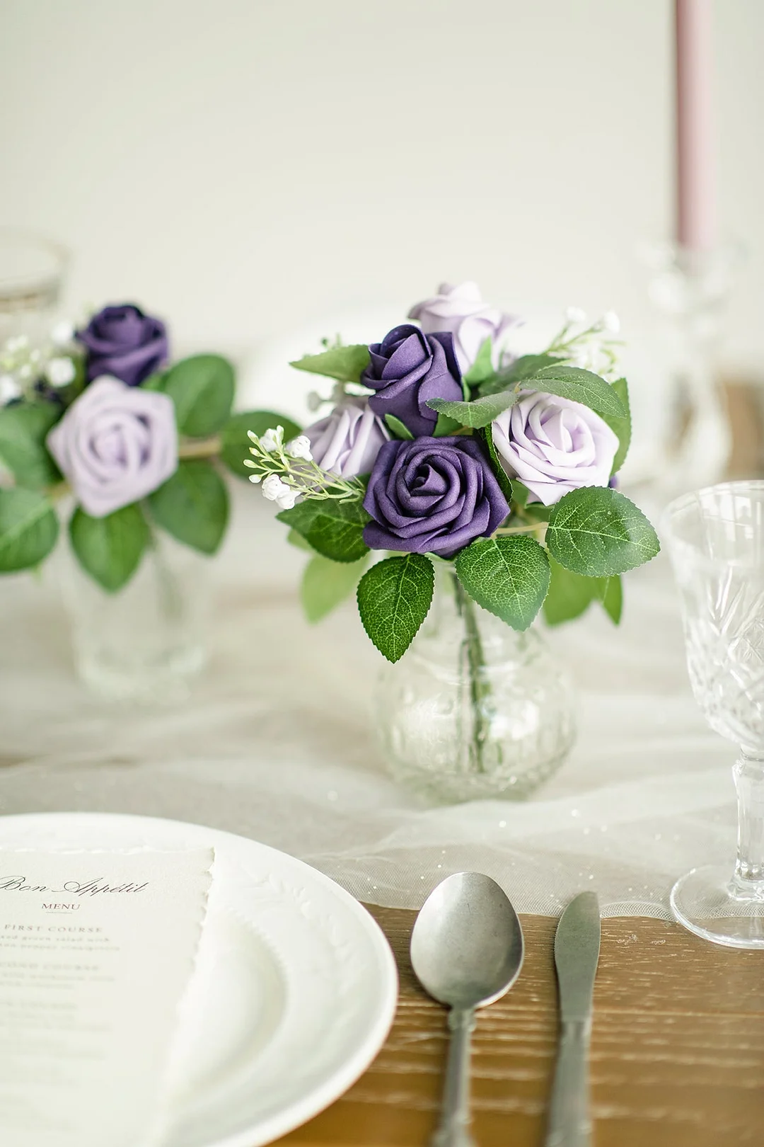 1.5"-2" Foam Rosebud & Petite Rose with Stem - 18 Colors