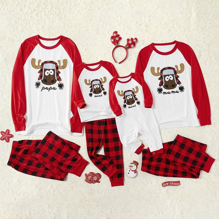 Lovely Christmas Moose Print Family Matching Pajamas Sets