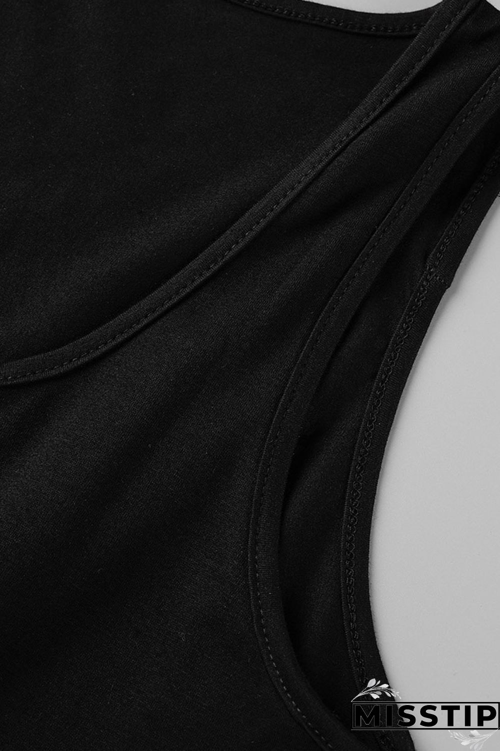 Black Fashion Casual Solid Slit U Neck Sleeveless Two Pieces