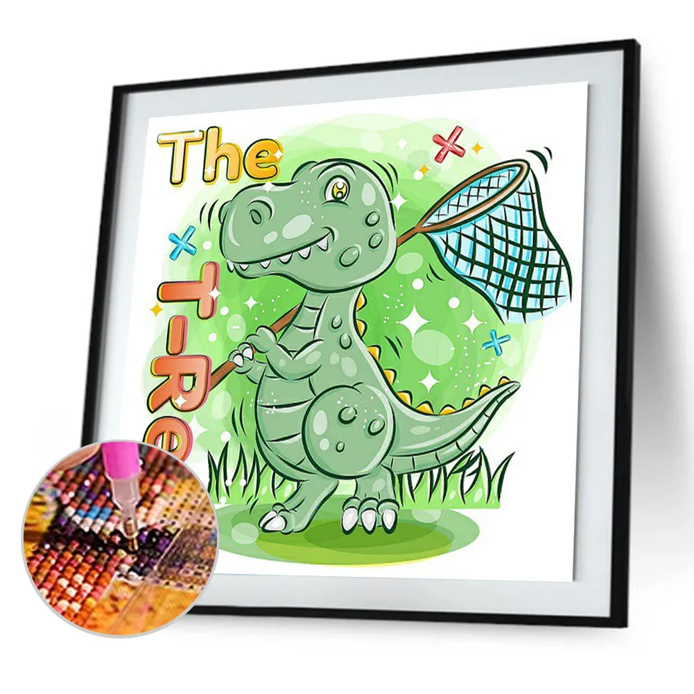 Full Round Diamond Painting 30*30cm - Cartoon Little Dinosaur