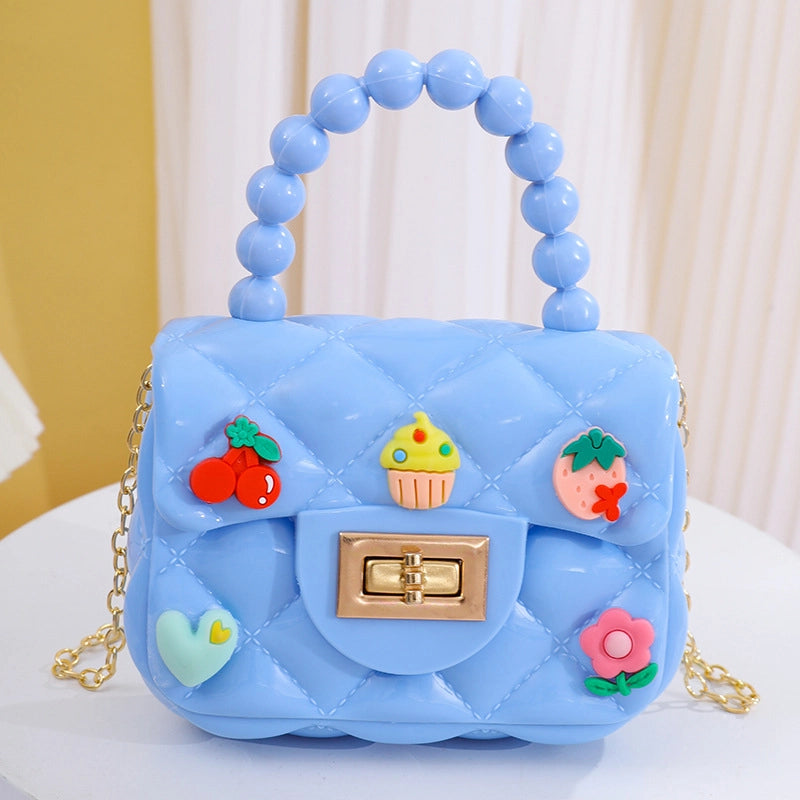 Women’s Small PVC Color Block Streetwear Square Lock Clasp Handbag