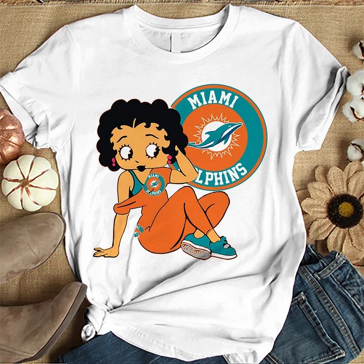 Miami Dolphins Women's White Relaxed T-Shirt