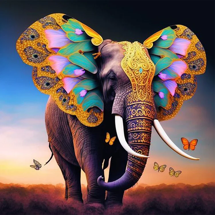 Butterfly Elephant 30*30CM(Canvas) Full Round Drill Diamond Painting gbfke